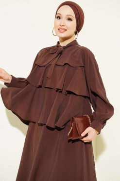 Vue alternative de Layered Modal Skirt Set with Neck Tie Brown