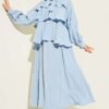 Layered Modal Skirt Set with Neck Tie Blue