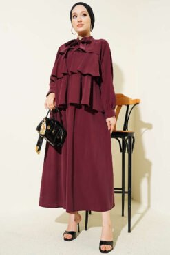 Vue alternative de Layered Modal Skirt Set with Neck Tie Plum