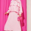 Layered Modal Skirt Set with Neck Tie Pink