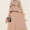 Layered Modal Skirt Set with Neck Tie Mink