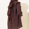 Lace Cuff Sailor Collar Shirt Brown wholesale shirt view 3 - Hicabistan Turkey factory