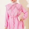 Lace Cuff Sailor Collar Shirt Pink