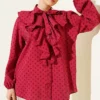 Shoulder Lace Scarf Two-Piece Set Burgundy