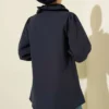 Ruffled Collar Stone Button Shirt Navy Blue en gros shirt view 3 - Hicabistan usine Turquie