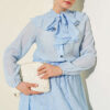 Ruffled Collar Laced Skirt Set Blue all'ingrosso clothing set view 2 - Hicabistan fabbrica Turchia