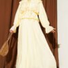 Ruffled Collar Peplum Skirt Two-Piece Set Yellow