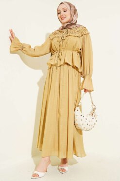 Ruffled Collar Peplum Skirt Two-Piece Set all'ingrosso clothing set - Hicabistan fabbrica Turchia