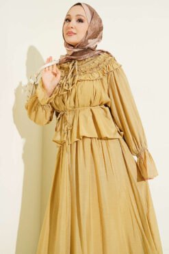 Ruffled Collar Peplum Skirt Two-Piece Set all'ingrosso clothing set view 2 - Hicabistan fabbrica Turchia