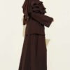 Ruffled Collar Skirt Set Brown بالجملة clothing set view 3 - Hicabistan مصنع تركيا