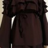 Ruffled Collar Skirt Set Brown بالجملة clothing set view 4 - Hicabistan مصنع تركيا