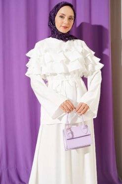 Alternative Ansicht von Ruffled Collar Skirt Set Ecru