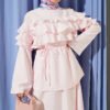 Ruffled Collar Skirt Set Pink wholesale clothing set view 2 - Hicabistan Turkey factory
