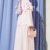 Ruffled Collar Skirt Set Pink wholesale clothing set view 3 - Hicabistan Turkey factory