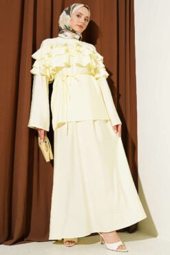 Ruffled Collar Skirt Set Yellow