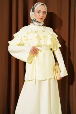Alternative Ansicht von Ruffled Collar Skirt Set Yellow