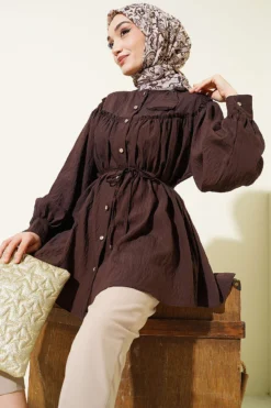 Bow Detail Tunic Brown