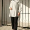 Bow Tie Oversized Shirt White wholesale shirt - Hicabistan Turkey factory