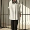 Bow Tie Oversized Shirt White wholesale shirt view 3 - Hicabistan Turkey factory
