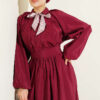 Collared Pleated Skirt Two-Piece Set Burgundy en gros clothing set view 2 - Hicabistan usine Turquie