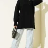Floral Neck Soft Knit Tunic Black all'ingrosso tunic view 2 - Hicabistan fabbrica Turchia