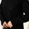 Floral Neck Soft Knit Tunic Black all'ingrosso tunic view 4 - Hicabistan fabbrica Turchia