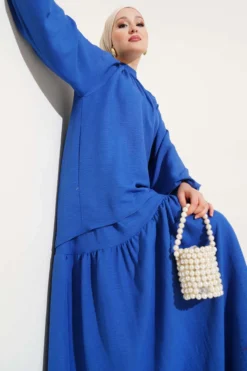 Gathered Collar Skirted Two-Piece Set