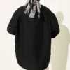 Loose Fit Shirt with Ties at the Collar Black بالجملة shirt view 3 - Hicabistan مصنع تركيا