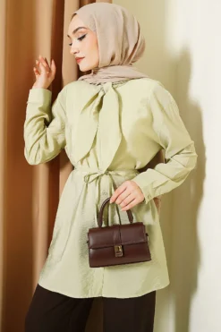 Loose Tie-Neck Shirt