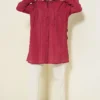 Loose Tie-Neck Shirt Burgundy all'ingrosso shirt view 2 - Hicabistan fabbrica Turchia