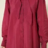 Loose Tie-Neck Shirt Burgundy all'ingrosso shirt view 4 - Hicabistan fabbrica Turchia