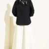 Shirt with Stone-Embellished Collar and Cuffs Black wholesale shirt view 3 - Hicabistan Turkey factory