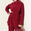 Side Tied Modal Two-Piece Set Burgundy