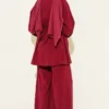 Side Tied Modal Two-Piece Set Burgundy wholesale clothing set view 3 - Hicabistan Turkey factory
