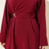 Side Tied Modal Two-Piece Set Burgundy wholesale clothing set view 4 - Hicabistan Turkey factory