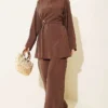 Side Tied Modal Two-Piece Set Brown