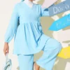 Side Tie Tree Bark Two-Piece Set Blue en gros clothing set view 2 - Hicabistan usine Turquie