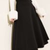 Side Tie Waist Scuba Skirt Black بالجملة skirt - Hicabistan مصنع تركيا