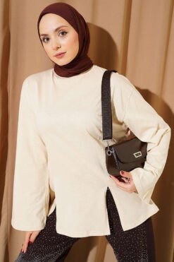 Side Tie Slit Tunic Beige