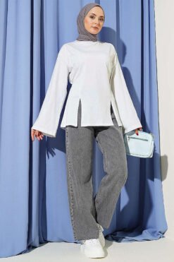 Vue alternative de Side Tie Slit Tunic Ecru