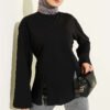 Side Tie Slit Tunic Black