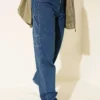 Mom Jeans with Side Belt Buckle Blue