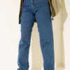 Mom Jeans with Side Belt Buckle Blue wholesale pants view 2 - Hicabistan Turkey factory