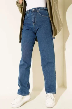 Alternative view of Mom Jeans with Side Belt Buckle Blue