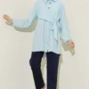 Loose Shirt with Side Ties Baby Blue Großhandel shirt view 2 - Hicabistan Türkei Fabrik