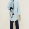 Loose Shirt with Side Ties Baby Blue Großhandel shirt view 3 - Hicabistan Türkei Fabrik