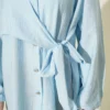 Loose Shirt with Side Ties Baby Blue Großhandel shirt view 4 - Hicabistan Türkei Fabrik