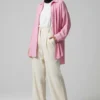 Side Gathered Crinkled Shirt Pink wholesale shirt view 2 - Hicabistan Turkey factory