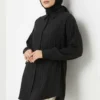 Side Gathered Crinkled Shirt Black Großhandel shirt - Hicabistan Türkei Fabrik
