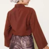 Side Tied Detail Short Shirt Brown all'ingrosso shirt view 3 - Hicabistan fabbrica Turchia